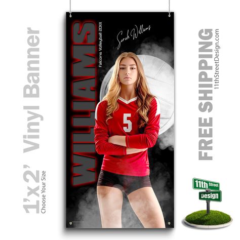 ➡️ Looking for a custom sports photo, printed vinyl volleyball banner for senior night and need it fast? You've come to the right shop! We'll add your athlete's photo(s) to our personalized sports banner design and deliver a custom printed vinyl sports banner that looks like the pros! You are purchasing a custom sports photo banner, high quality, 13 oz. vinyl with corner grommets for hanging inside or outside. We will add your photo(s) and text to create the perfect personalized sports banner for senior night banners or team banquet gifts! These are also the perfect volleyball party decor. Be sure to hang the banner for your senior's graduation party too! ---------------------------------------------- HOW IT WORKS ---------------------------------------------- ✅Choose your desired banner s Volleyball Senior Banner Poses, Senior Volleyball Banner, Senior Sports Banners, High School Senior Night, Volleyball Banners, Senior Night Poster, Volleyball Backgrounds, Banner Pictures, Volleyball Party