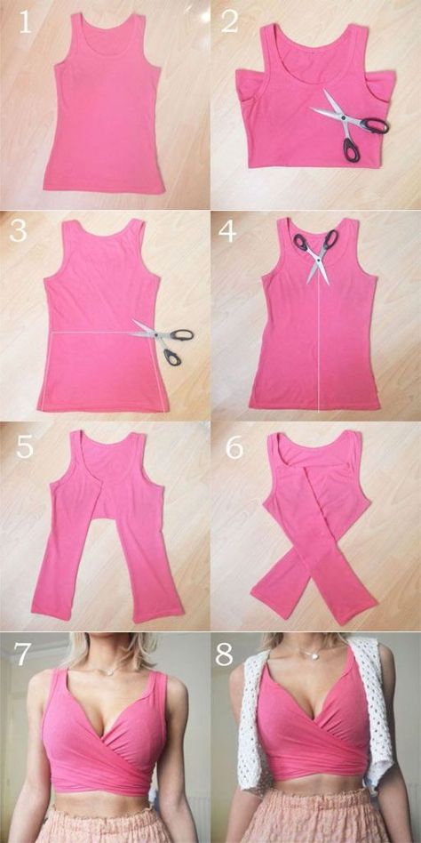 Diy Clothes Tops, Diy Crop Top, Diy Clothes Refashion, Diy Clothes Videos, Diy Tops, Diy Vetement, Trendy Sewing, Diy Fashion Clothing, Diy Sewing Clothes