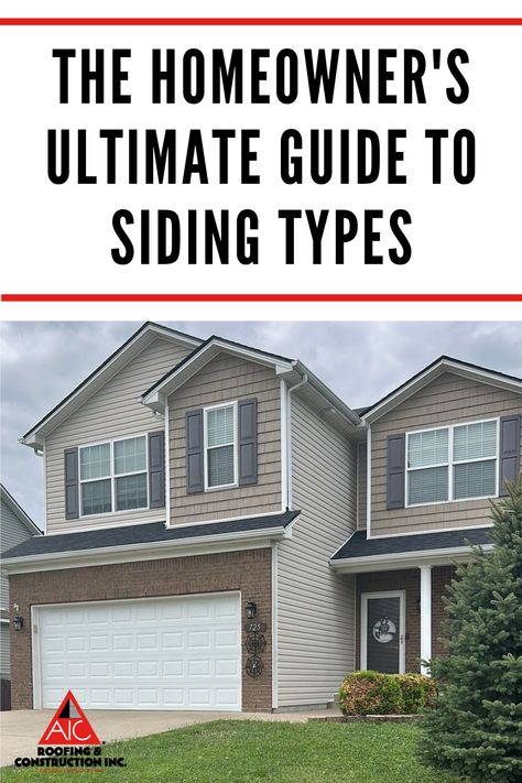 A house with beautiful, new siding. The Homeowner's Ultimate Guide to Siding Types. AIC Roofing & Construction. Different Types Of Houses, Types Of Siding, House Siding, Home Improvements, Exterior Siding, Dream House Plans, Types Of Houses, Pros And Cons, Curb Appeal