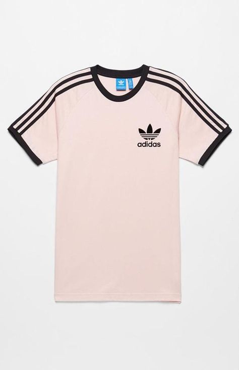 adidas California Pink & Black T-Shirt Addidas Shirts, Adidas Clothing, Camisa Adidas, California Shirt, Adidas Trefoil, Lazy Outfits, Cooler Look, Adidas Outfit, Adidas Shirt