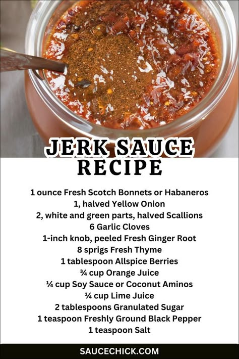 Jerk Sauce Recipe Jamaican Jerk Seasoning Recipe, Jerk Sauce Recipe Authentic, Jerk Chicken Sauce Recipe, Authentic Jamaican Jerk Chicken Recipe, Jerk Bbq Sauce Recipe, Jamaican Hot Sauce Recipe, Caribbean Recipes Authentic, Authentic Jamaican Recipes, Jerk Pork Recipes