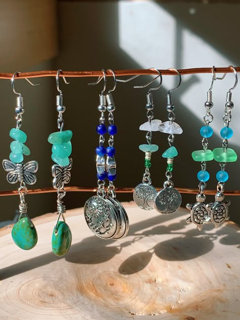 Easy Homemade Jewelry, Diy Hippie Jewelry, Hippy Earrings, Hippie Jewelry Diy, Hippie Diy, Collar Hippie, Grunge Jewelry, Vintage Earring, Indie Jewelry