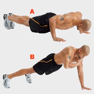 Round 1 Pushup Jack with Shoulder Tap http://www.menshealth.com/fitness/new-insanity-workout/round-1-pushup-jack-shoulder-tap Arms At Home, Stronger Arms, Shoulder Taps, Plank Shoulder Taps, Plank Variations, Team Ideas, Yoga Sculpt, Shaun T, Insanity Workout