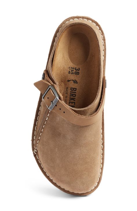 A convertible slingback strap adds dual functionality and styling options to a classic suede clog grounded by a contoured, arch-supporting footbed. Adjustable slingback strap with buckle closure Contoured cork footbed with arch support Leather upper and lining/synthetic sole Imported Clogs Outfit Winter, Gents Shoes, Suede Clogs, Shoe Inspo, Swag Shoes, Pretty Shoes, Shoe Obsession, Dream Shoes, Arch Support