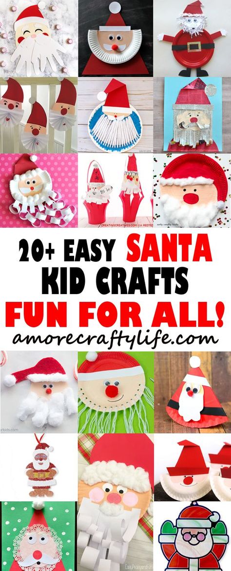 Santa kid craft - christmas kid craft - arts and crafts activities - amorecraftylife.com #kidscraft #craftsforkids #christmas #preschool Simple Diy Crafts For Kids, Santa Crafts For Kids, Santa Kids Crafts, Arts And Crafts Activities, Carnival Crafts, Christmas Preschool, Classroom Christmas, Santa Crafts, Christmas Kindergarten