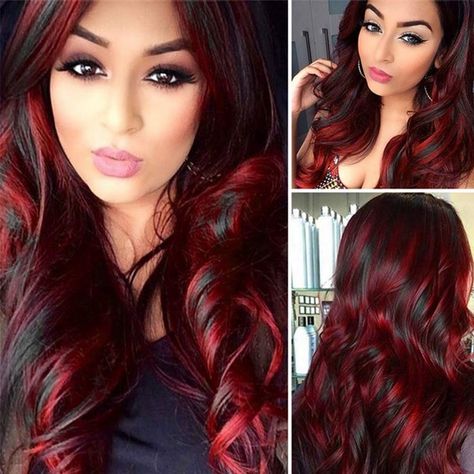 Layered Highlights, Wig Highlights, Fashion Cosplay, Long Wavy Wig, Wigs Cosplay, Red Wig, 2023 Hair, Natural Wigs, Wavy Wig