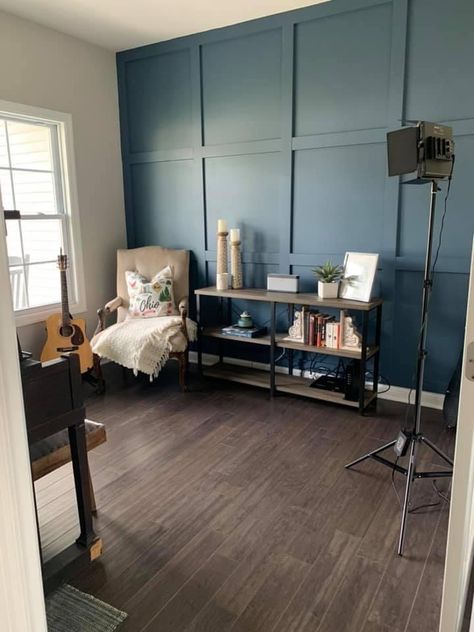 Sw Smokey Blue, Blue Accent Walls, Blue Office, Blue Spruce, Blue Rooms, Paint Ideas, Room Paint, Accent Wall, Paint Colors