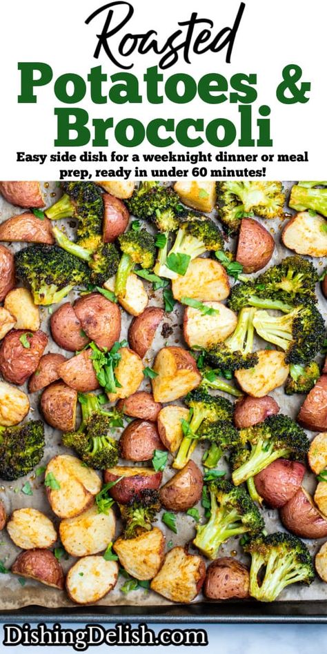 Best Oven Roasted Broccoli, Roasted Potatoes Carrots Broccoli, Roasted Potato And Broccoli Recipes, Broccoli And Red Potatoes, Roasted Broccoli And Potatoes Sheet Pan, Brocolli Potato Recipes, Roasted Red Potatoes And Broccoli, Red Potato And Broccoli Recipes, Carrots Potatoes And Chicken