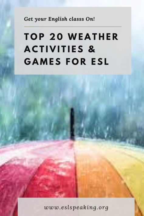 Esl Weather Activities, Weather Games Preschool, Weather Esl, Vocab Games, Weather In English, Esl Vocabulary Activities, Korean University, Hot Weather Activities, Weather Activities Preschool