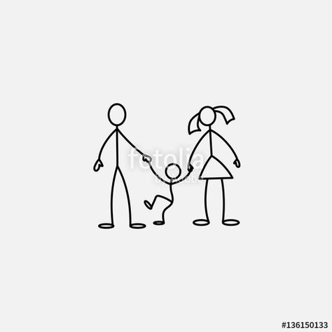 Download the royalty-free vector "Family icon stick figure vector" designed by binik at the lowest price on Fotolia.com. Browse our cheap image bank online to find the perfect stock vector for your marketing projects! Family Doodle, Steps Quotes, Family Icon, Stick Tattoo, Human Vector, Stick People, Stick Figure Drawing, Flower Iphone Wallpaper, Image Bank