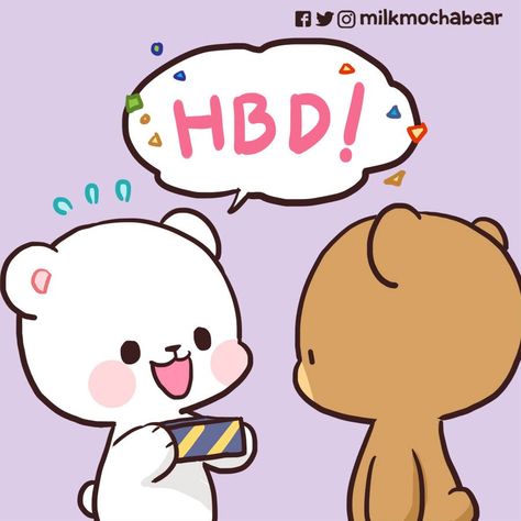 Mocha Milk, Milk And Mocha, Milk Mocha, Bear Gif, Birthday Cartoon, Milk & Mocha, Cute Bear Drawings, Happy Pictures, Cute Cartoon Images