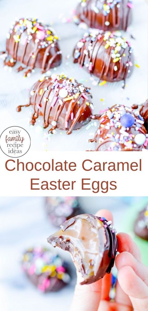 Easy Chocolate Caramel Easter Eggs Recipe Candy Eggs For Easter, Easter Egg Candy Recipes, Homemade Easter Chocolates, Chocolate Covered Easter Eggs, Easter Goodies Ideas, Homemade Chocolate Easter Eggs, Homemade Easter Candy Recipes, Easter Egg Chocolate Ideas, Candy Easter Eggs