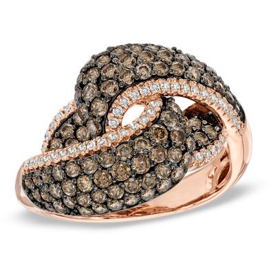 EFFY Collection 1-1/2 CT. T.W. Champagne and White Diamond Knot Ring in 14K Rose Gold Win Lotto, Diamond Knot Ring, Champagne Diamond Rings, Diamond Ribbon, Diamond Knot, Diamonds Rings, Diamond Fashion Rings, Knot Ring, Fancy Diamonds