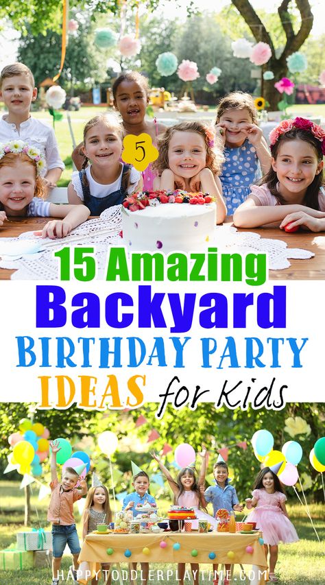 Backyard Birthday Party Activities, Boys Backyard Birthday Party, Kids Backyard Birthday Party Ideas, Easy Backyard Birthday Party Ideas, Fun Party Ideas For Kids, Fun Kids Party Ideas, 6year Birthday Party Ideas, Outside Kids Birthday Party Ideas, Kids Party At Home Ideas