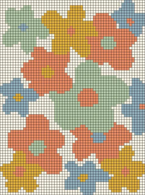 How To Make A Crochet Grid, Tiny Tapestry Crochet, Blanket Alpha Pattern, Crochet Patterns Alpha, Alpha Pattern Grid, Crochet Graphgan Patterns Free Pixel Art, Summer Alpha Patterns, Graph Patterns For Crochet, Strawberry Alpha Pattern