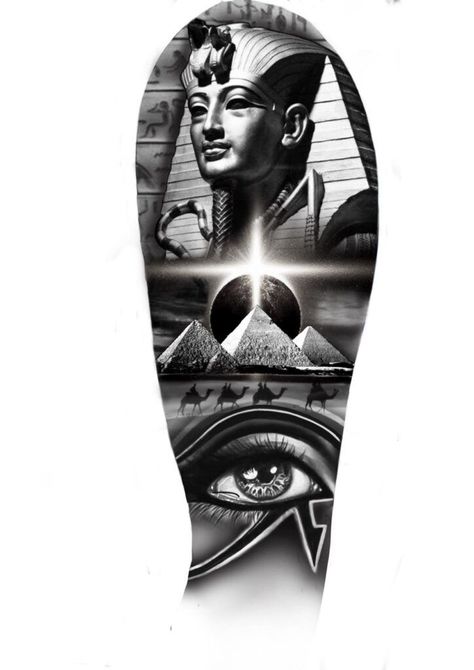 Tattoos Egyptian, Egyptian Queen Tattoos, African Warrior Tattoos, Pharaoh Tattoo, Egypt Tattoo Design, Egyptian Tattoos, Egyptian Tattoo Sleeve, African Tattoo, Realistic Tattoo Sleeve