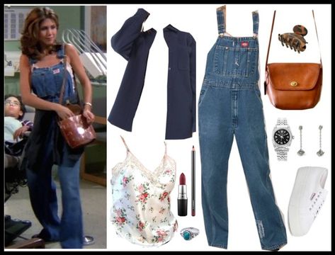 |Rachel Green outfit style|  . . 90s outfits .  Friends tv show F.R.I.E.N.D.S 90s Outfits Friends, Rachel Geller, Green Overalls Outfits, Friends Rachel Outfits, Estilo Rachel Green, Rachel Green Style, Rachel Green Outfits, 90s Outfits, 90s Inspired Outfits