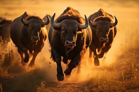 Wild buffalo livestock wildlife running. AI generated Image by rawpixel. | free image by rawpixel.com / Tanat Chittirungsan Buffalo Images, Bull Running, Bull Photography, Bison Photography, Wild Buffalo, Pikachu Drawing, Running Gif, African Buffalo, Bull Painting