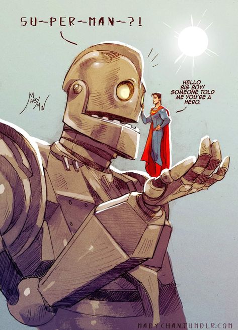 Iron Giant, The Iron Giant, Univers Dc, Dc Comic, Cartoon Crossovers, Man Of Steel, 판타지 아트, Animated Movies, Marvel Dc