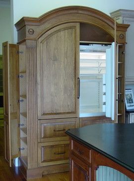 Unfitted Armoire Refrigerator - traditional - Kitchen - Other Metro - YesterTec Design Company Armoire Refrigerator, Pantry Armoire, Armoire Pantry, Panel Refrigerator, Refrigerator Pantry, Wood Armoire, Kitchen Pictures, Traditional Kitchen, Kitchen Living Room