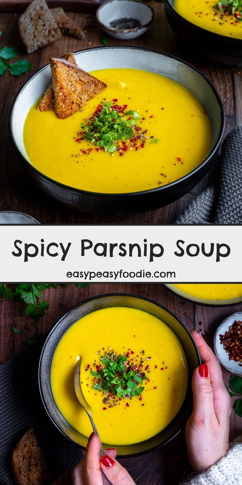 Spicy Parsnip Soup Recipes, Spicy Parsnip Soup, Nutritious Soup, Stews Recipes, Parsnip Soup, Uk Food, Soup Vegan, Healthy Comfort, Midweek Meals