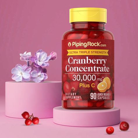 Treat yourself to all the benefits of our best-selling Cranberry Supplement! Our ultra triple strength formula is available in quick-release capsules for optimal absorption 🌺 Essential Supplements For Women, Best Supplements For Women In Their 30s, Cranberry Supplement Benefits, Heart Health Supplements Products, Cranberry Vitamins, Cranberry Supplements, Health Practices, Supplements For Women, Urinary Tract