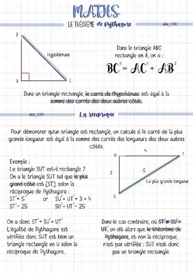 Explication simple: Maths : théorème de Pythagore (Maths) - Knowunity School Organisation, Math Tutorials, Study Flashcards, Math Notes, School Organization Notes, Montessori Education, Homework Help, School Motivation, School Organization