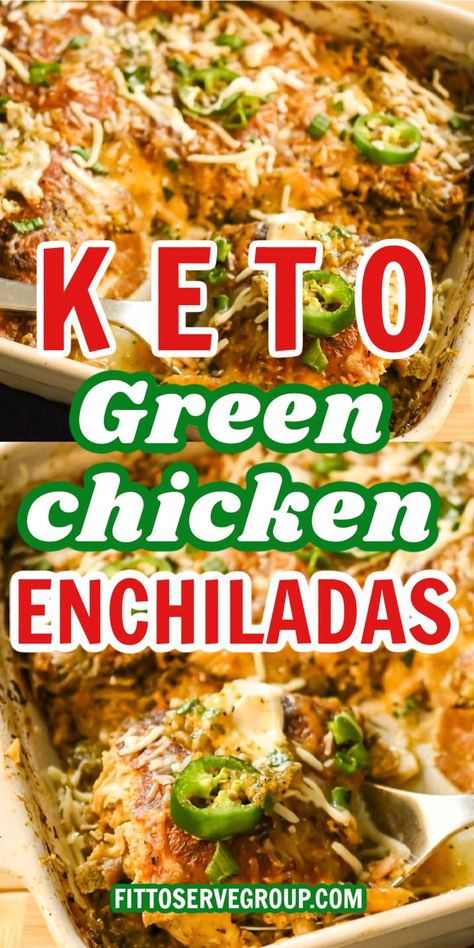 close up images of keto green chicken enchiladas Enchiladas Low Carb, Green Chili Chicken Enchilada Casserole, Enchiladas Keto, Low Carb Chicken Enchiladas, Keto Chicken Enchiladas, Green Chicken Enchilada Casserole, Keto Enchiladas, Gluten Free Chicken Enchiladas, Green Chili Chicken Enchiladas