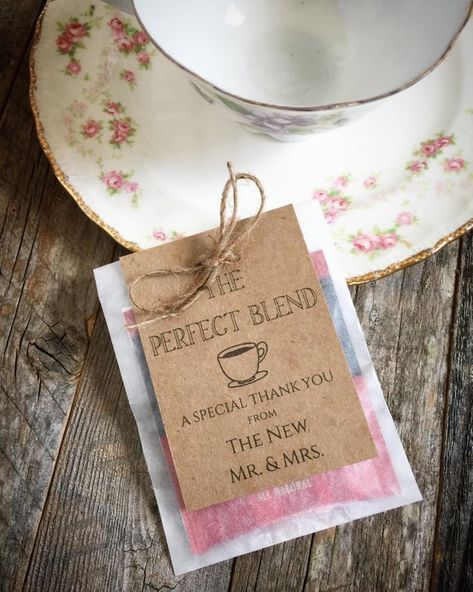 Tea Bag Favors Wedding Favor Vintage Style Tea Perfect Blend Tea Bag Favor Personalized Personalized Tea Bags, Tea Bag Favors, Diy Tea Party, Bridal Shower Favors Diy, Trendy Wedding Favors, Tea Wedding Favors, Vintage Wedding Favors, Tea Favors, Creative Wedding Favors