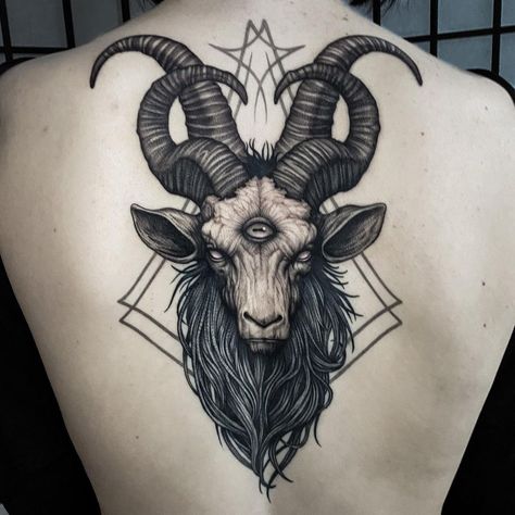 Satanic goat for Sunny, thanks for getting cool tats as always 😊🤘 . . @melbournetattoosupplies @masttattoo.official @dynamiccolor… | Instagram Goat Chest Tattoo, Creepy Environment, Goat Head Tattoo, Baphomet Tattoo, Stephen King Tattoos, Tattoo Goat, Pentagram Tattoo, Satanic Goat, Witchcraft Tattoos