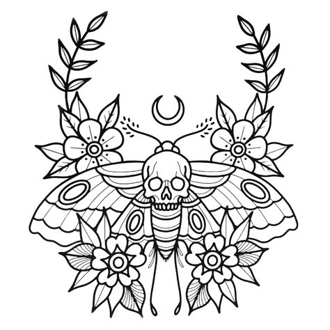 Traditional Tattoo Outline, Moth Tattoo Design, Small Tattoos For Men, Moth Tattoo, Spooky Tattoos, Tattoo Stencil Outline, Knee Tattoo, Tattoo Design Book, Tattoo Art Drawings