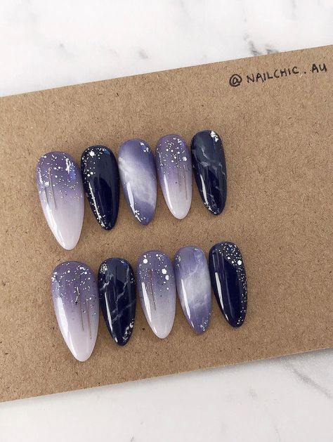 Celestial Nail Art Starry Nights, Japan Nail, Galaxy Nail Art, Witchy Nails, Fake Nails Designs, Art Deco Nails, Manicure Nail Designs, Beauty Nails Design, Galaxy Nails