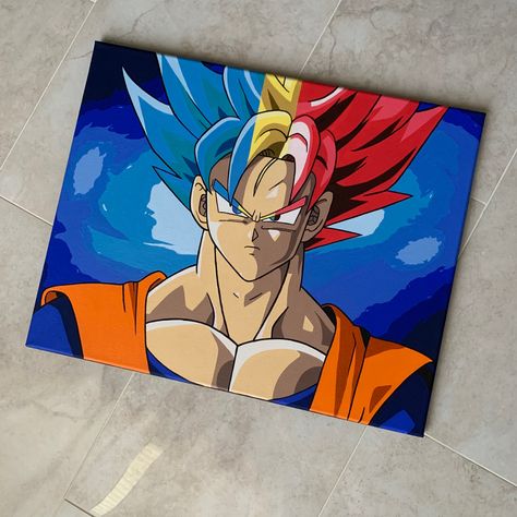 acrylic painting ig: xoxosomethingcute Goku Acrylic Painting, Coconut Shell Crafts, Quilled Creations, Cute Canvas Paintings, Cute Canvas, Art Pop, Coconut Shell, Shell Crafts, Cool Art Drawings