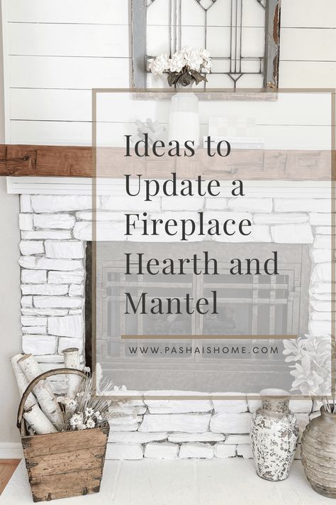 Ideas to update a fireplace hearth and mantel | Fireplace remodel | Fireplace ideas | Fireplace face update | Fireplace hearth update | Fireplace makeover #fireplaceupdate #fireplaceinspiration #fireplacemakeover #fireplaceideas Removing Fireplace Hearth, Painted Hearth Ideas, Decorating A Hearth, Raised Fireplace Hearth Ideas, Remodel Fireplace Ideas, Fireplace Hearth Decor Ideas, Decorating Fireplace Hearth, Fireplace Without A Hearth, Hearth Decorating Ideas