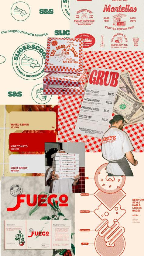 Modern Pizza Restaurant Design, Italian Food Menu Design, Pizza Branding Design, Retro Pizzeria, Street Food Branding, Food Truck Branding, Pizza Business, Burger Branding, Vintage Pizza