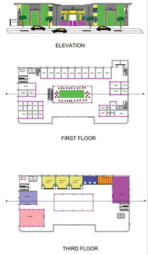 A small mall resemblance Mall In Bloxburg, Bloxburg Mall, Mall Layout, Blocksburg Room Ideas￼, Outlet Mall, Mall Design, Camp Ideas, Three Floor, House Layouts