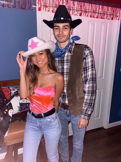 Cowboys And Cowgirls Theme Party Adults, Space Cowboy Costume Couple, Cowboy Couples Costume, Cowboy Costume Couple, Cowboy Cowgirl Couple Costume, Cowboy Party Outfit Women, Cowboy Theme Party For Adults Outfits, Cowboy And Cowgirl Couple Costume, Cowboy Couple Costume