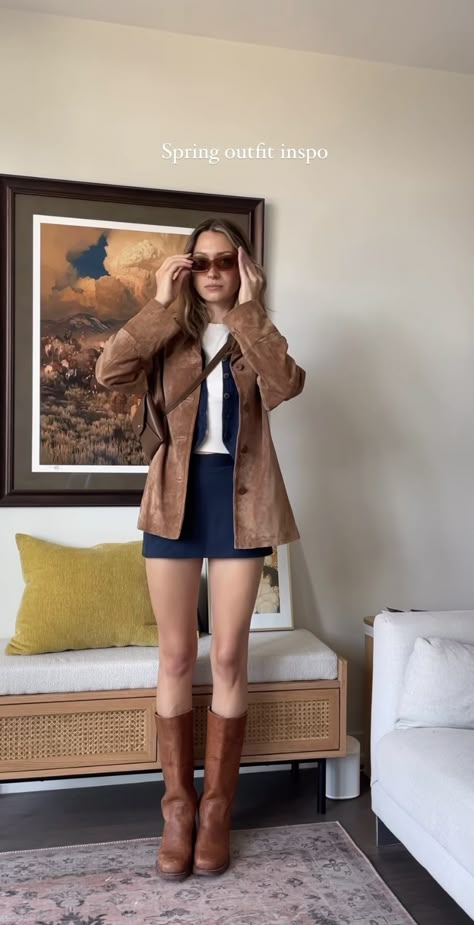 Frye Boots Outfit, Suede Jacket Outfit, Brown Boots Outfit, Thrift Inspiration, Fall Thrift, Winter Boots Outfits, Extraordinary Fashion, Outfits Primavera, Boots Fit