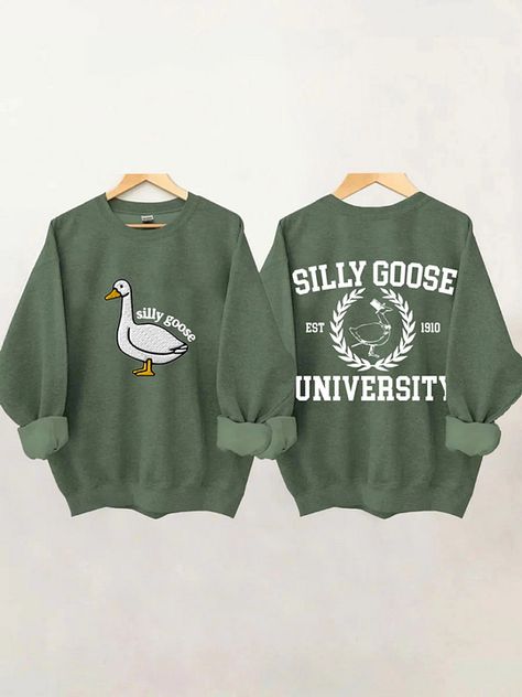 Comstylish | Online Clothing Shopping Store Silly Goose University, Goose Sweatshirt, Jumper Designs, University Sweatshirts, Fun Clothes, Silly Goose, Womens Crewneck, Cute Sweatshirts, Shirt And Pants