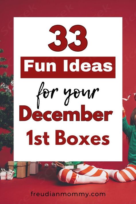 Fun and festive December 1st box ideas for kids, adults and the whole family! 1st December Christmas Box Ideas, Family Gift Box Ideas, December Ideas For Kids, December First Box Ideas, Kids Christmas Basket Ideas, December 1st Box Ideas, Christmas Box Ideas, Christmas Eve Box For Adults, Christmas Eve Box For Kids