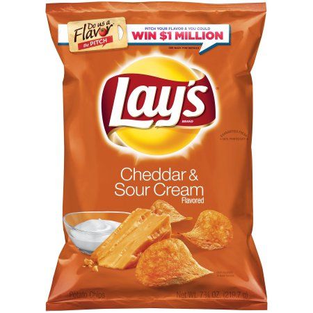 Lays Chips Flavors, Sour Cream Chips, Cheddar Chips, Chip Flavors, Sour Cream Potatoes, Minuman Aesthetic, Lays Chips, Lays Potato Chips, Pineapple Salad