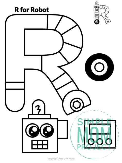 Are you looking for a fun and creative way to teach the alphabet uppercase letter R? Use this fun preschool free printable letter R for Robot learning craft activities. Grab other things that start with the letter R, like a rainbow coloring sheet, a rocket toy, a rooster or rabbit stuffed animal as you make this easy letter K craft. Your kindergarten students will also love making this fun printable letter R is for robot craft. R Is For Robot Craft, Letter R Crafts For Kindergarten, R Is For Craft, R Crafts For Preschool, R Is For, Letter R Activity, Letter R Crafts For Preschoolers, Letter R Craft, R Is For Robot