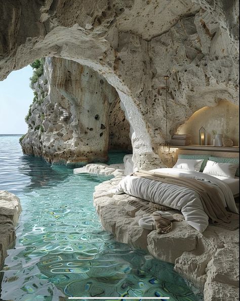 Mermaid Bedroom, Cave House, Natural Aesthetic, Dream Place, Fantasy Homes, Beautiful Pools, Cute Room Ideas, Mountain Cabin, Dream Houses