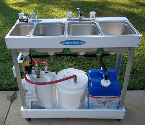 Sink Mobile Concession 3 Compartment Hot Water Large Basin, Hand Diy Food Truck, Business Brainstorming, Vending Business, Food Truck Interior, Bar Mobile, Portable Sink, Food Vans, Catering Trailer, Mobile Coffee Shop