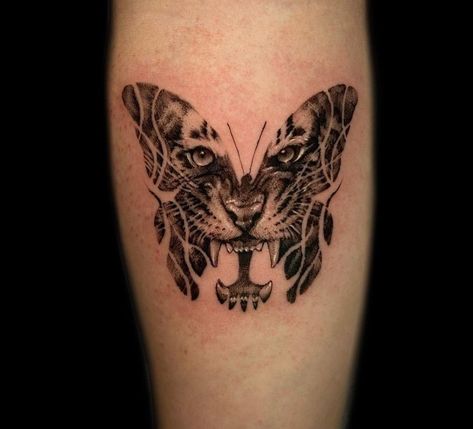 Butterfly With Tiger Face Tattoo, Tiger Butterfly Tattoo, Tattoo Borboleta, Tiger Face Tattoo, Butterfly Tattoos For Women, Mommy Tattoos, Tattoos For Black Skin, Dope Tattoos For Women, Tatuaje A Color