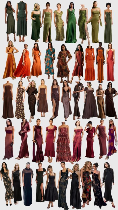 Long dresses Deep Autumn Palette, Wedding Maids, Wedding Guest Outfit Fall, Fall Wedding Guest, Deep Autumn, Fall Wedding Guest Dress, Guest Attire, Autumn Dress, Dress Inspo