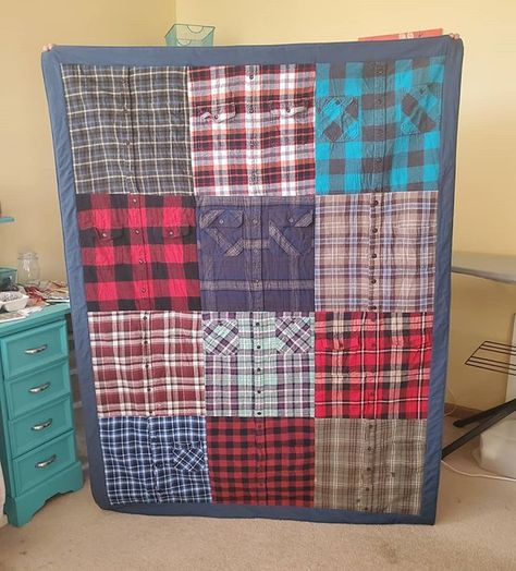 Quilts Out Of Old Shirts, Clothing Keepsake Blanket, Using Loved Ones Clothing, Patchwork Memory Pillows, Flannel Shirt Memory Quilt, Shirt Blanket Diy Memory Quilts, Pillows Out Of Mens Shirts, Flannel Shirt Pillow Memory Quilts, Patchwork Memory Pillow