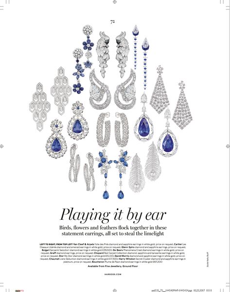 Harrods Magazine December/ January Womenswear Style Page {Statement Earrings} Jewellery Magazine Layout, Jewellery Ads, Layout Reference, Graphic Design Magazine, Edm Design, 잡지 레이아웃, Photography Concept, Magazine Pages, Jewelry Magazine