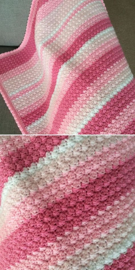 Suzette Stitch Crochet Blanket, Crochet Pink Blanket, Crochet Stiches Ideas, Pink Crochet Blanket, Cozy Crochet Blanket, Crochet Blanket Girl, Pink Afghan, Wave Blanket, Crochet Blanket Stitch