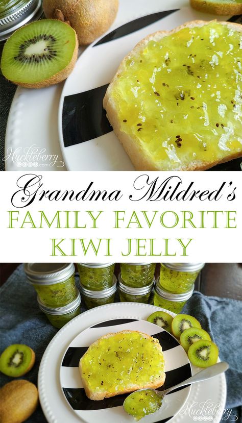 Grandma Mildred Kiwi Jelly Recipe, Kiwi Jam, Grad Party Food, Kiwi Recipes, Canning Jam Recipes, Diy Jelly, Kiwi Berries, Berry Jam, Berries Recipes